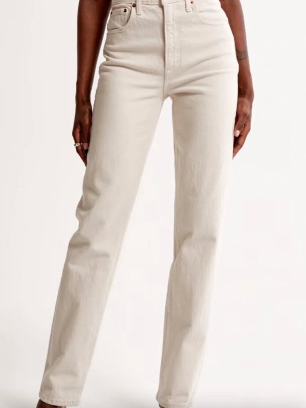 Abercrombie & Fitch The Ankle Straight Ultra High Rise Cream Size 31/12